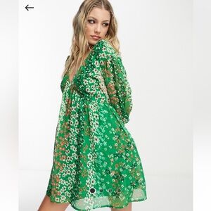 NWT - ASOS Wednesdays girl - dolman sleeve green mini dress - XL